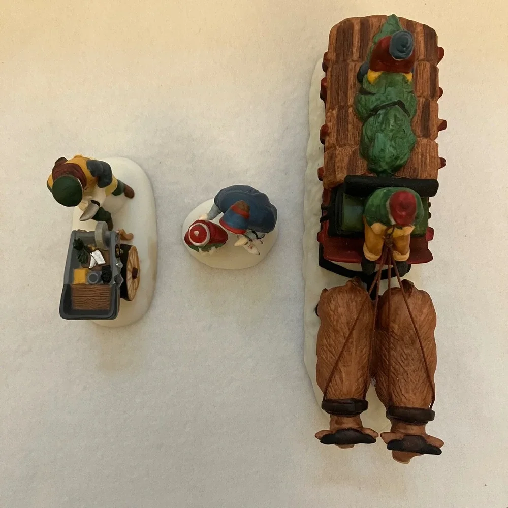 Dept 56 Heritage Village Collection Knife‎ Grinder & Ox Sled Set 5649-9 5951-0